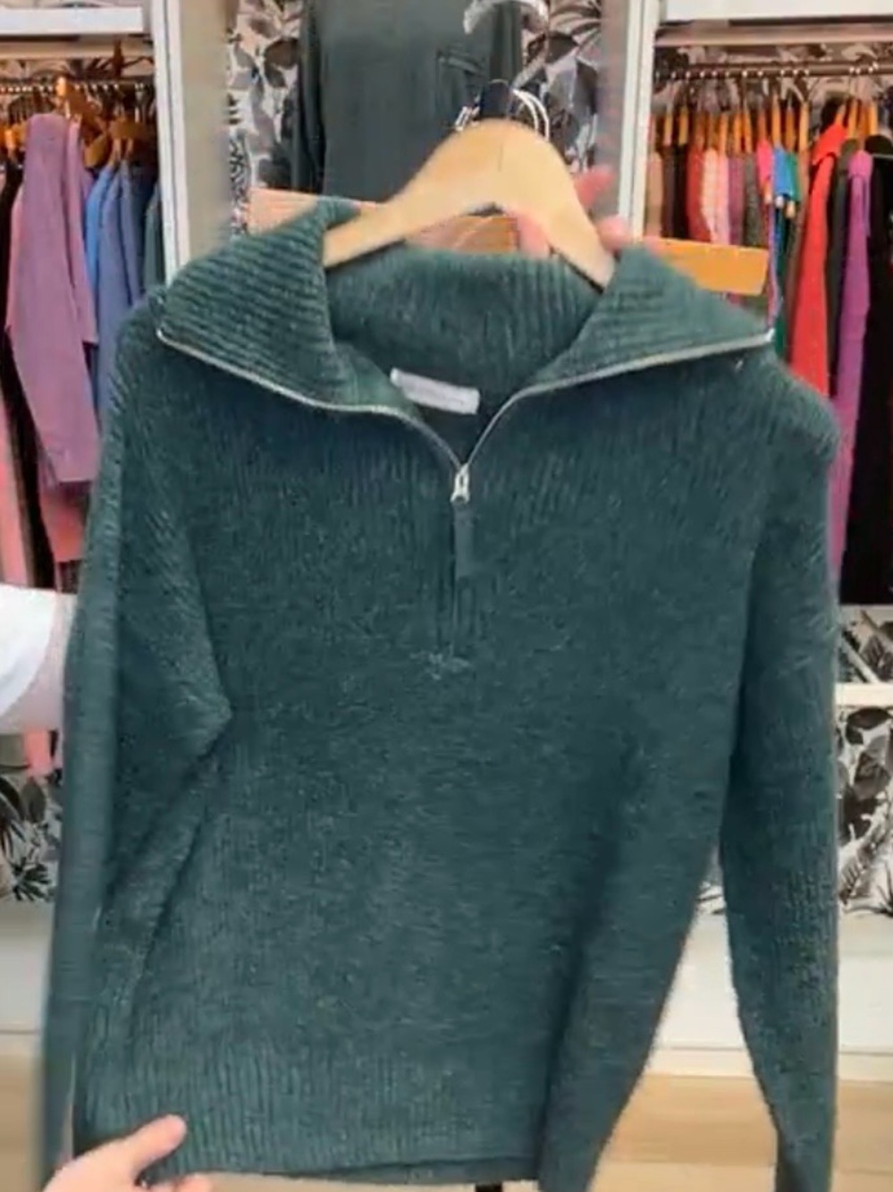 Zenana Outfitters Men's Forest Green Quarter-Zip Sweater